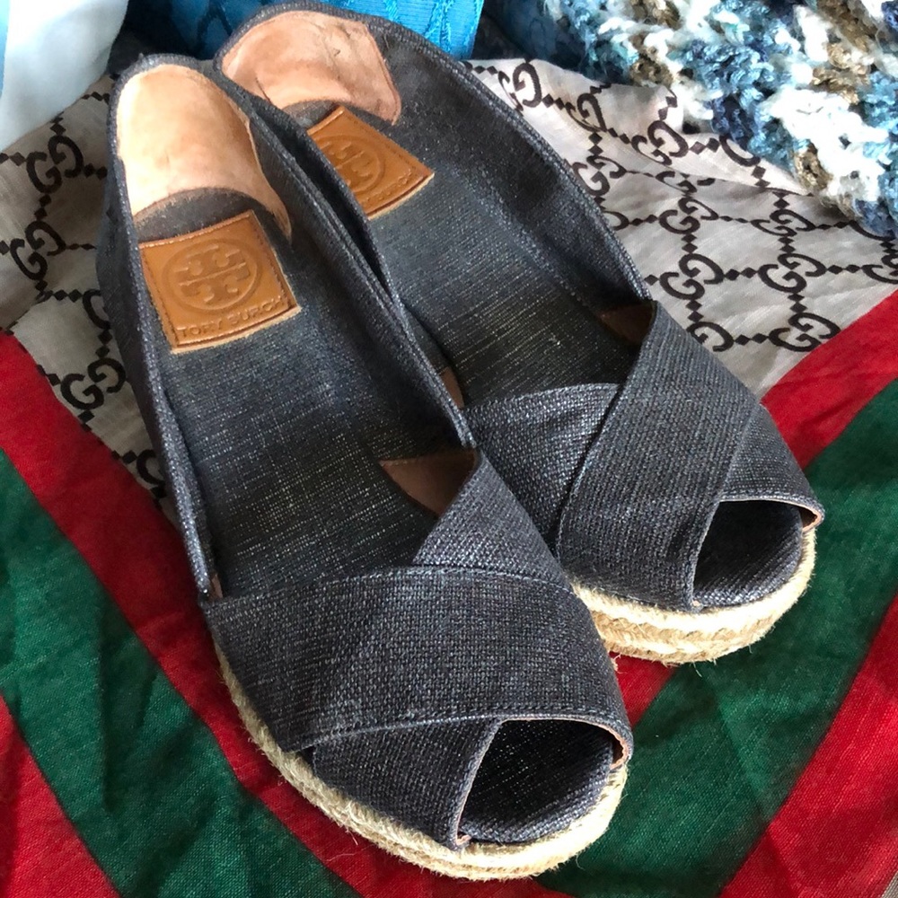 PReOWND Tory Burch Espadrilles Sz 7 Gray/Brn Shim